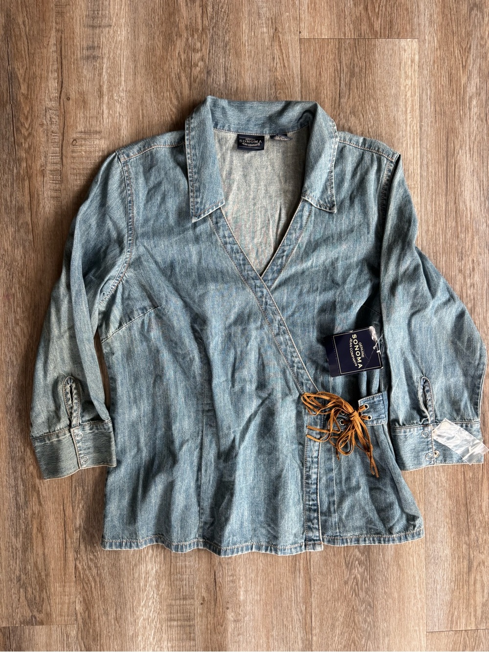 Sonoma Light Wash Denim Wrap Shirt - Blue